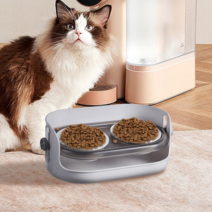 Double Pet Bowls with Adjustable Height Stand