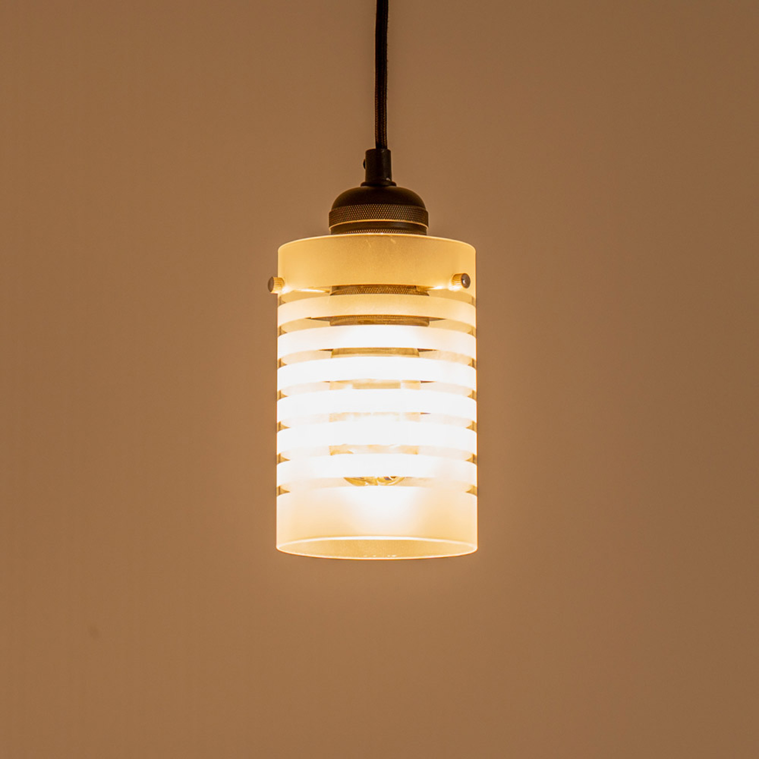 Image of Elsie Frosted Glass Striped Ceiling Cylinder&hellip;