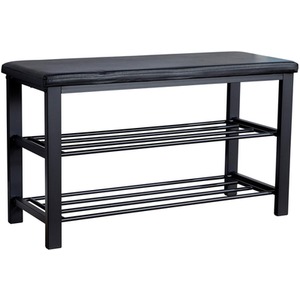 Black Home Source Sleaford Metal Frame Upholstered Shoe Bench  shot 6779846