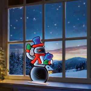 Snowman Christmas Infinity Mirror Light Decoration LED Xmas Light 60cm