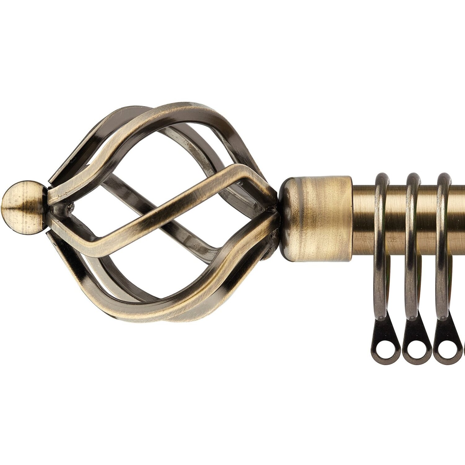 16-19mm Cage Extendable Durable Metal Curtain Pole Set - Brass / 120cm