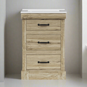 Donovan Single Bathroom Vanity with Two Drawers Light Oak