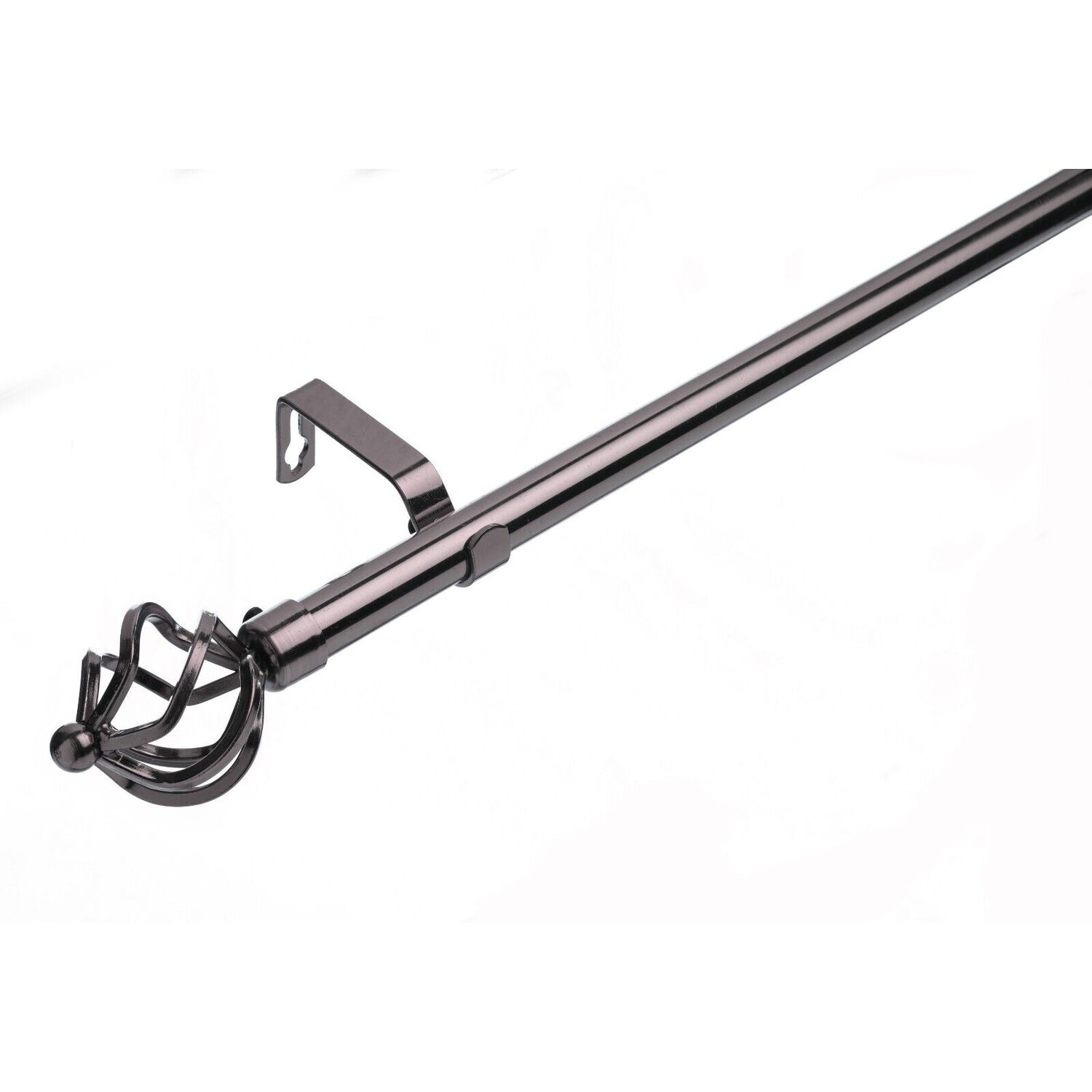 19 mm Extendable Metal Curtain Poles - Black Nickel / 120cm