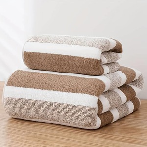 Absorbent Striped Towel Set Quick Dry Hand Bath Towels
