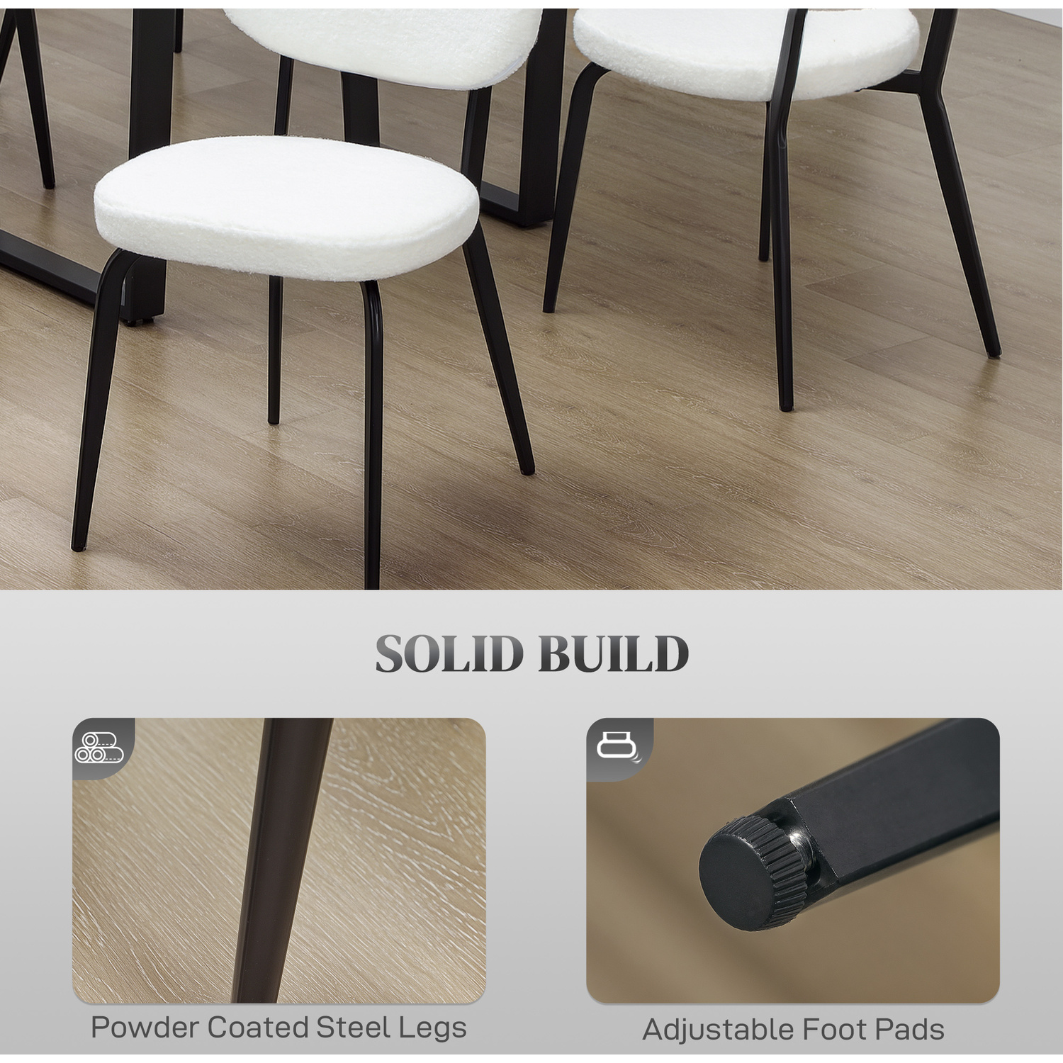 HOMCOM Modern Boucle Dining Chairs Set of 4 for Kitchen