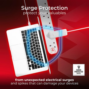 White Six Socket Extension Lead 2m Cable Surge Protected shot 7682910