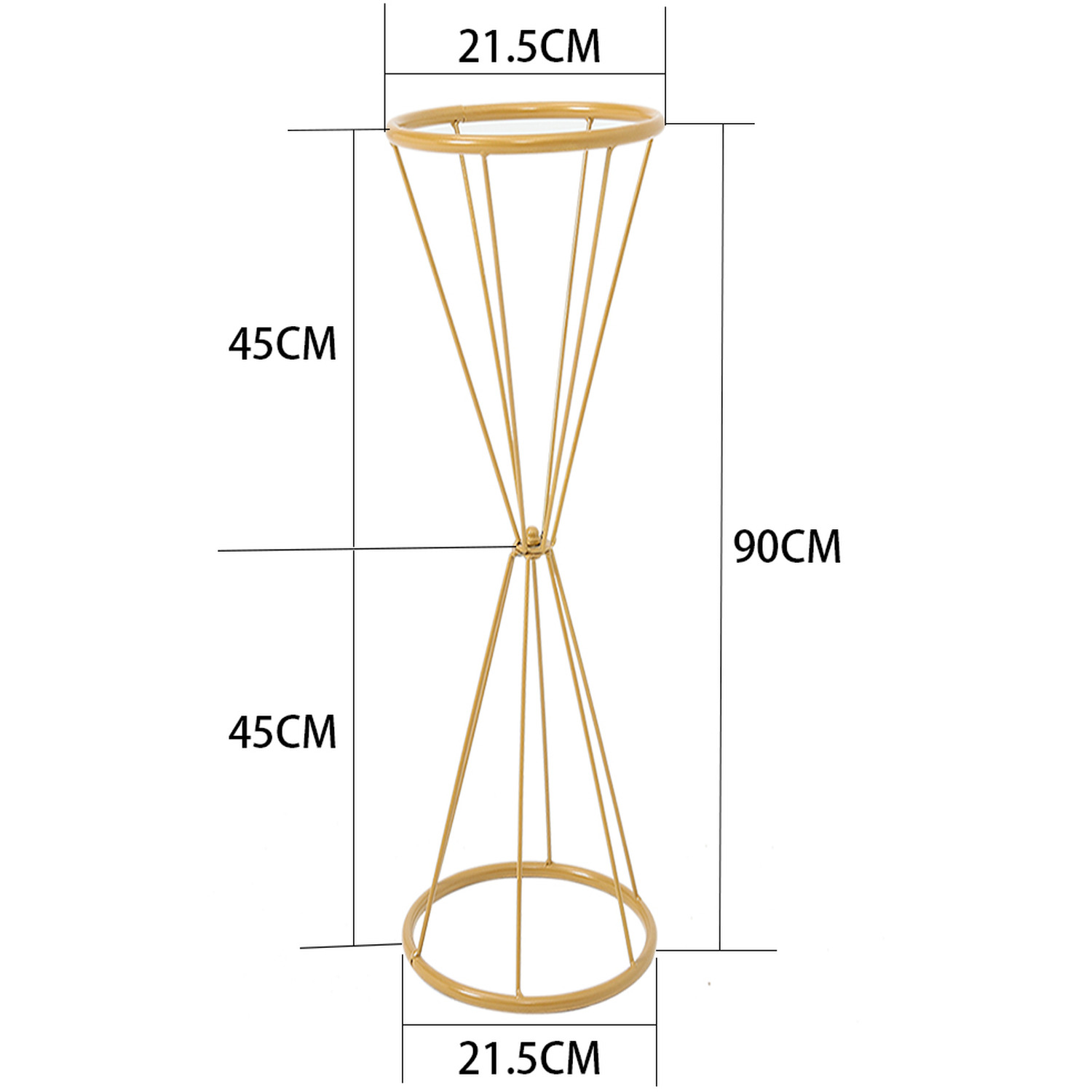 Livingandhome Gold Metal Wedding Flower Stand - Gold
