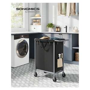 SONGMICS 2-Compartment Laundry Basket on Wheels