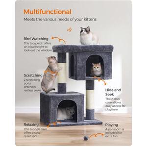 101 cm XL Cat Tree Tower with Large Perch, Caves, and Scratching Posts