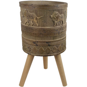 Jungle Planter with Legs Embossed Lion Elephant Large