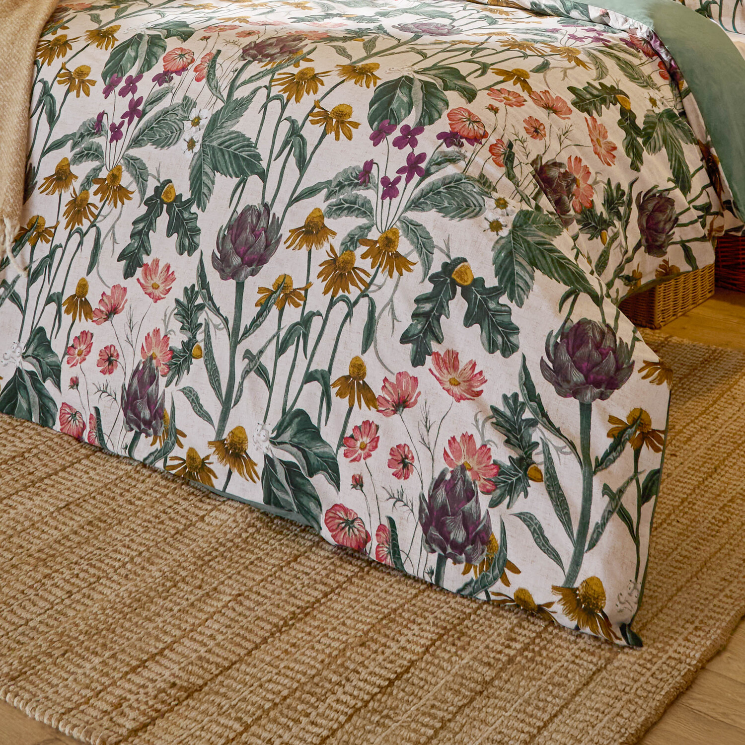 Florapedia Printed Floral Duvet Cover Set - Oatmeal Double