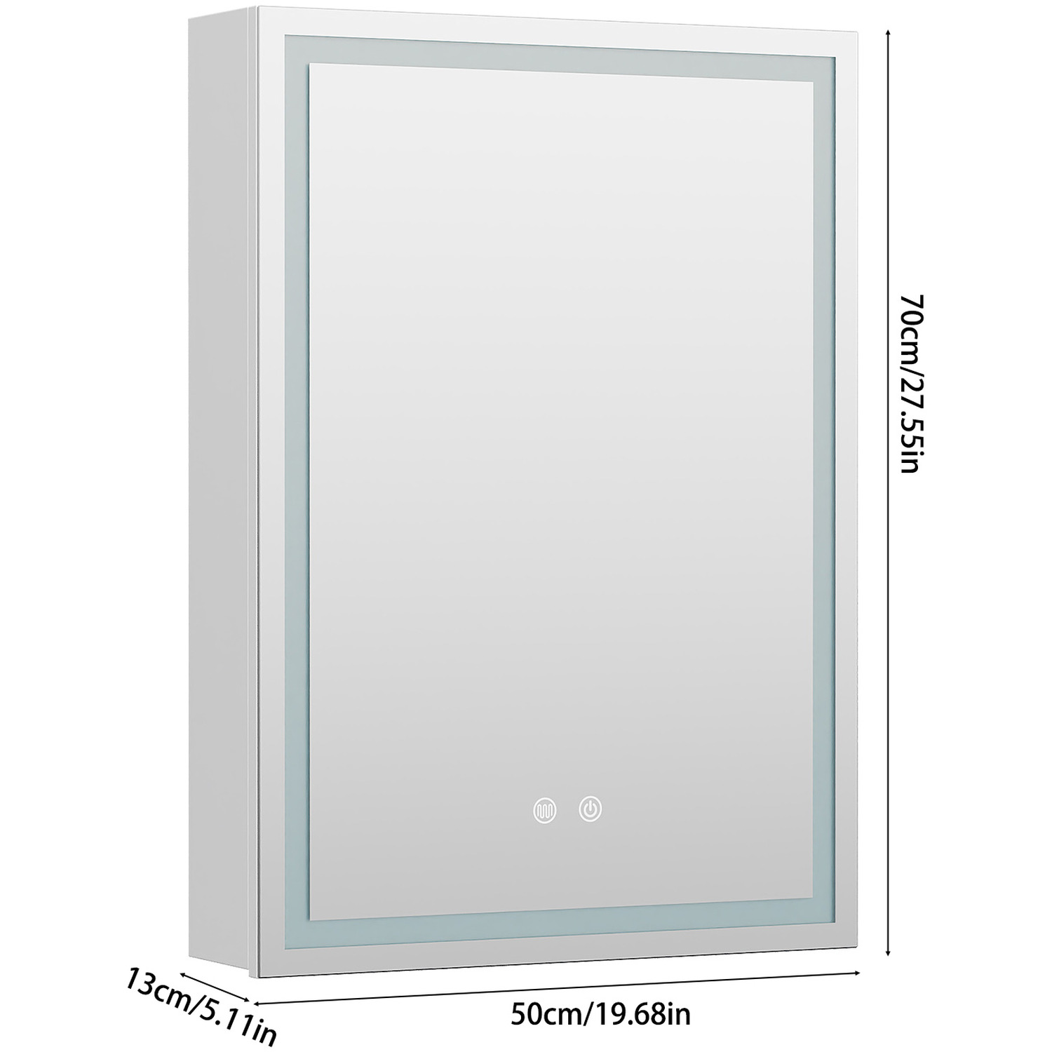 Single-door Bathroom Mirror Cabinet With Led Lighting - Sliver