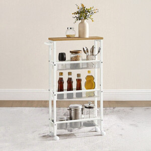 Yellow VASAGLE 4-Tier Kitchen Trolley Cart with Wheels shot 10268462