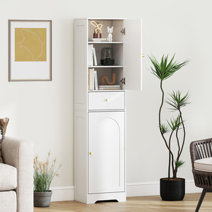 HOMCOM Tall Bathroom Cabinet, Slim Bathroom Storage Cabinet
