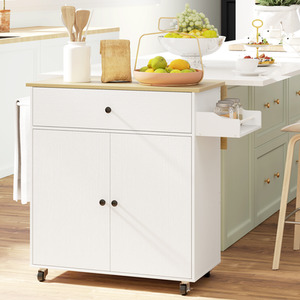 HOMCOM Rolling Kitchen Island with Drop Leaf and Drawer