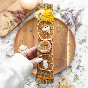 Sacred Smudge Wand With Rosemary, Palo Santo  Quartz