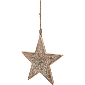 Natural Wooden Large Patterned Hanging Star Decor