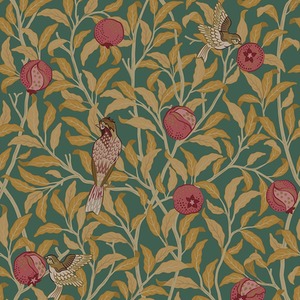 Beauty of Nature Wallpaper in Bottle Green and Mustard