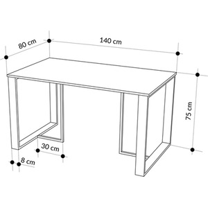Dining Table 140x80cm 4-Seater Particleboard with Metal Legs