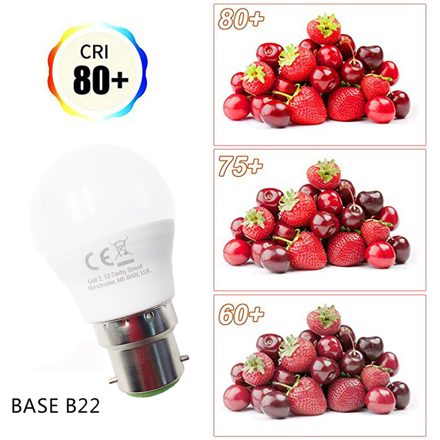 Pack Of 5w Led Ball Bulb B22 - White 4200k