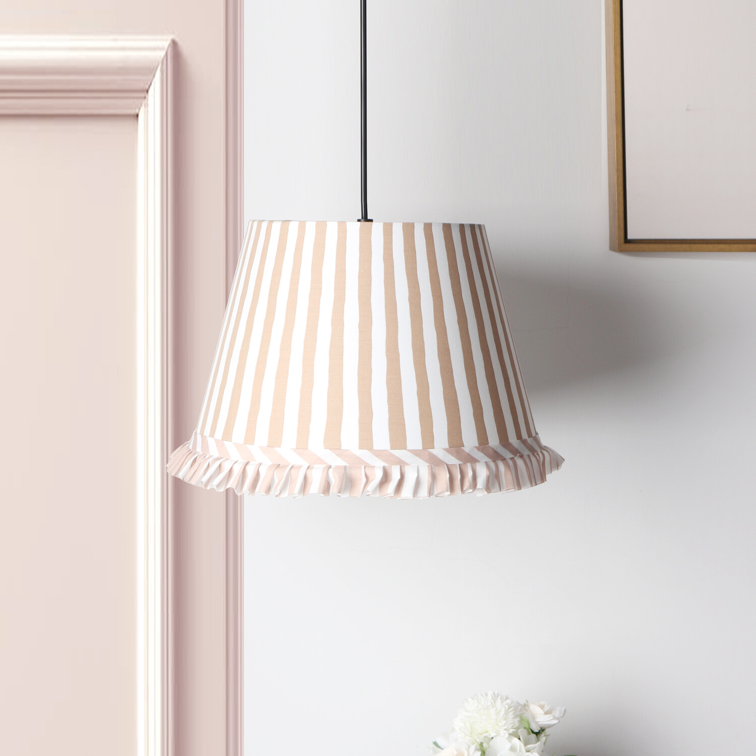 Image of Neutral Stripe Tassel Lamp Shade -&hellip;
