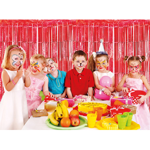 Shimmer Tinsel Curtain, 2M x 1M Red