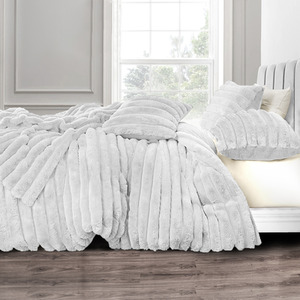 Plush Supersoft Jumbo Cord Cosy Bedding Set White