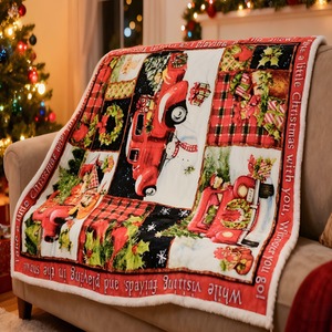 Christmas Patchwork Fleece Blanket Large Flannel Throw