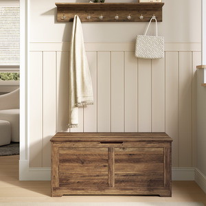 Bronze VASAGLE Chest, Bench, Blanket Box with 2 Safety Hinges, Shoe Bench shot 11637584