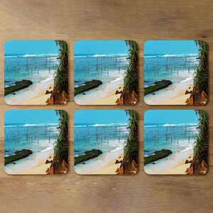 Fishermen on the ocean coast of Sri Lanka Designer Coaster Set