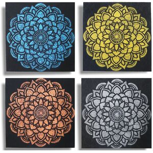 Set of 4 Mandala Brocade Detail MultiColor