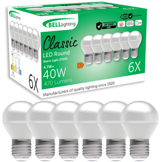 E27 Edison Screw Non Dimmable LED Golf Ball Light Bulbs Warm White 4.7 W