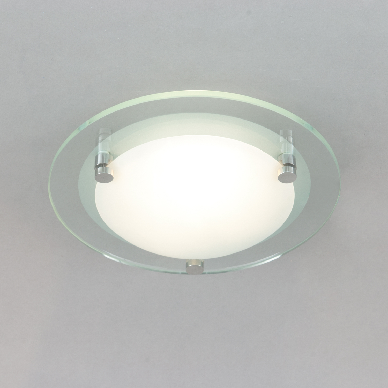 Small Flush Bathroom Ceiling Light - Clear
