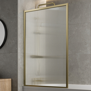 Brushed Brass Fluted Glass Shower Screen
