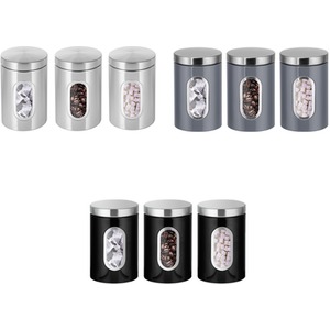 3 Piece Stainless Steel Kitchen Canister Set With Viewing Window