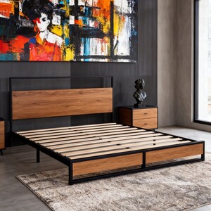 Metal Bed Frame with Headboard and Footboard