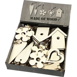 Wooden Hanging Ornaments with Dark Edge 100 Pack