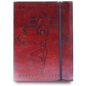 Cosmic Goddess Vegetable Tanned Leather Notebook Cover with Strap