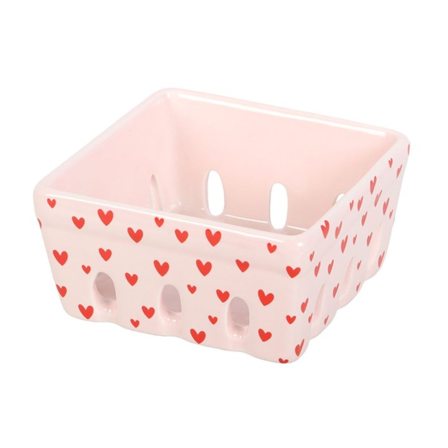 Image of Pink Heart Print Ceramic Berry Basket&hellip;