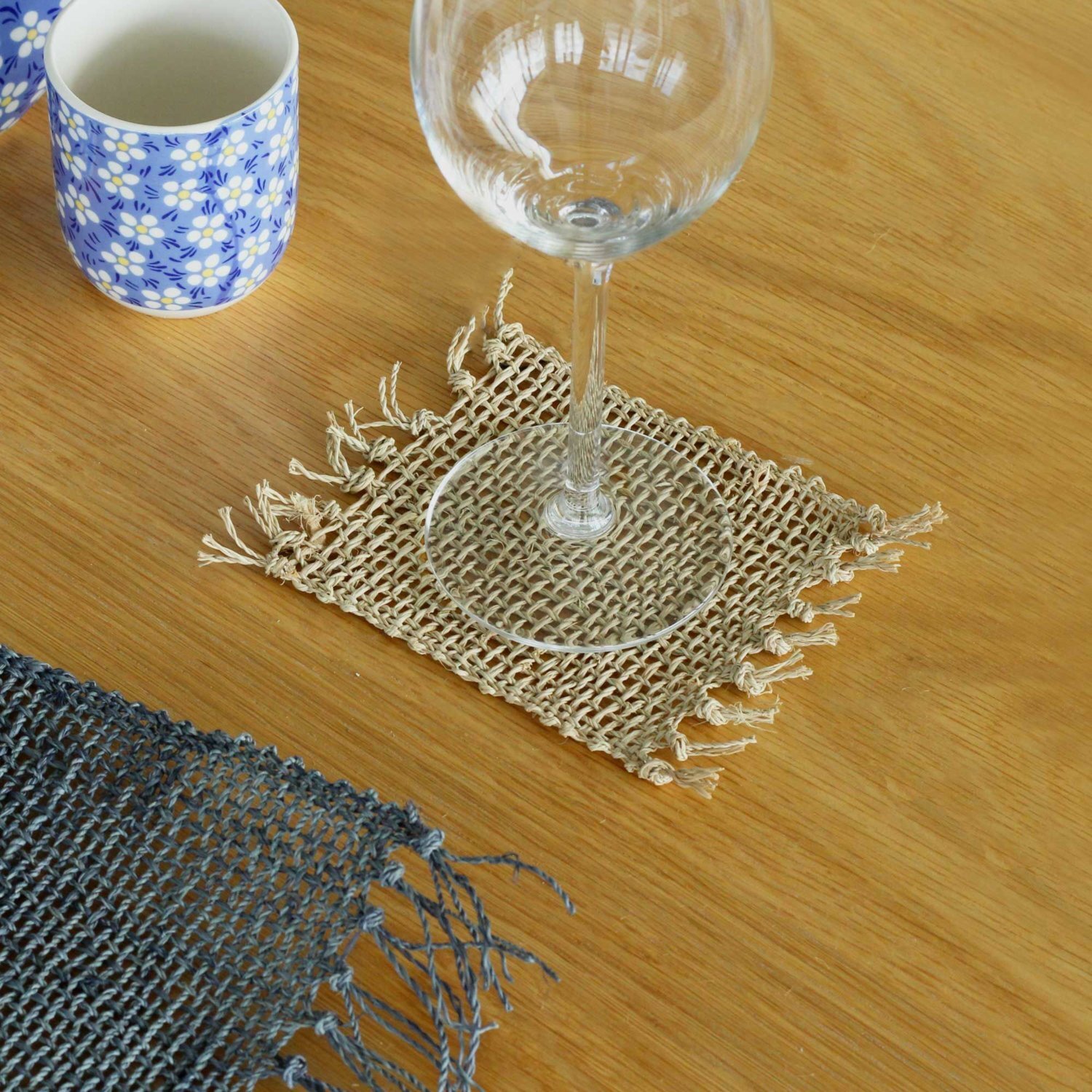 Image of Natural Seagrass Fringe Coasters Handwoven Eco&hellip;