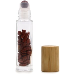 Jasper Gemstone Essential Oil Roller Bottle with Wooden Cap