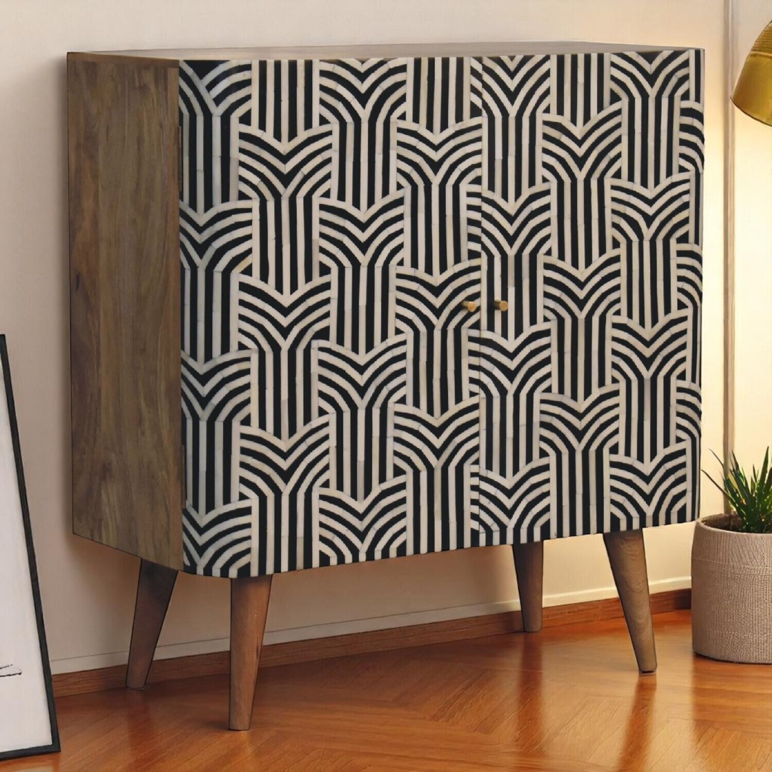 Artisan Furniture Solid Wood Edessa Bone Inlay Cabinet - Brown