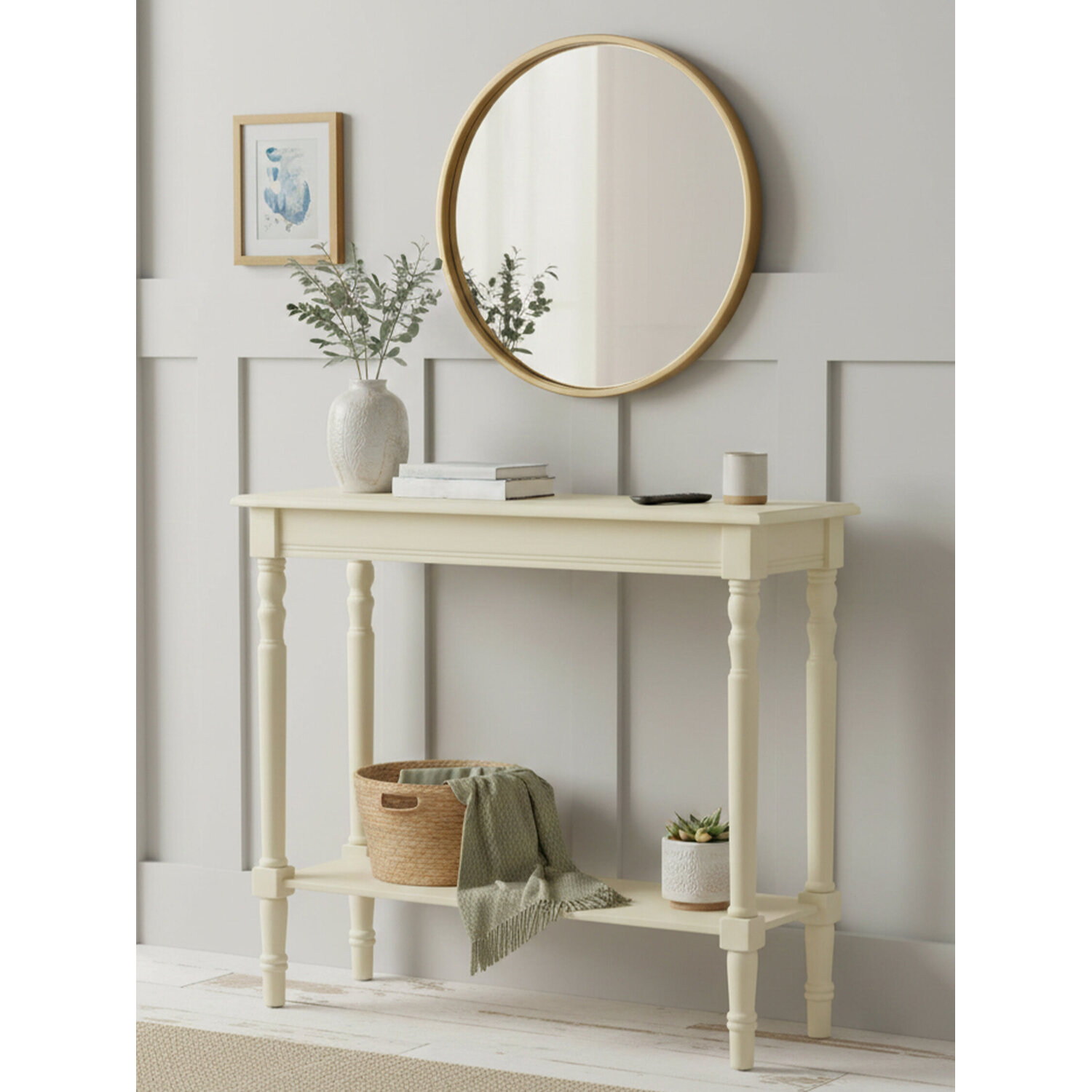 Heritage Ivory Rectangular Console Table - White