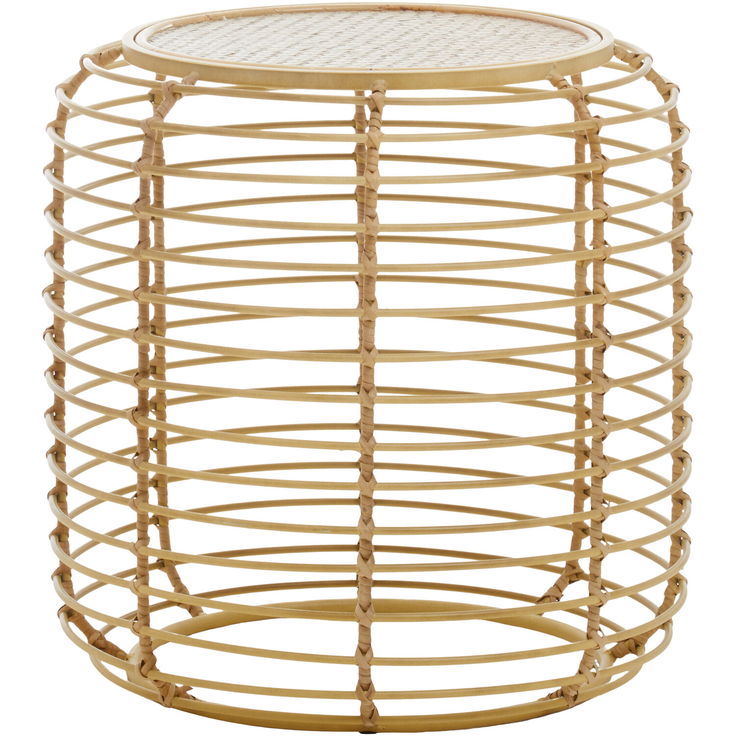 Trento Round Rattan Side Table - Brown