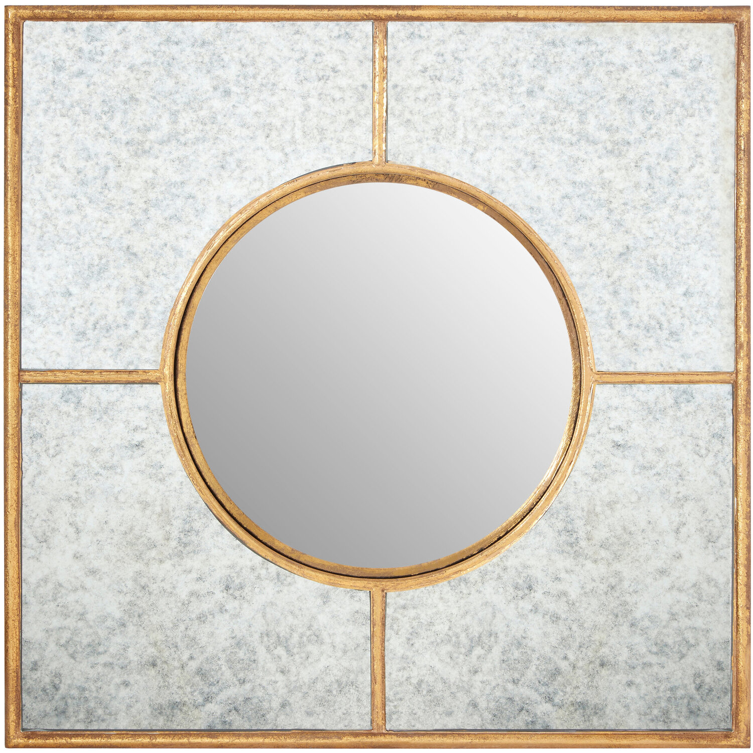 Sana Medium Rectangular Wall Mirror with Bevelled Frame - Gold