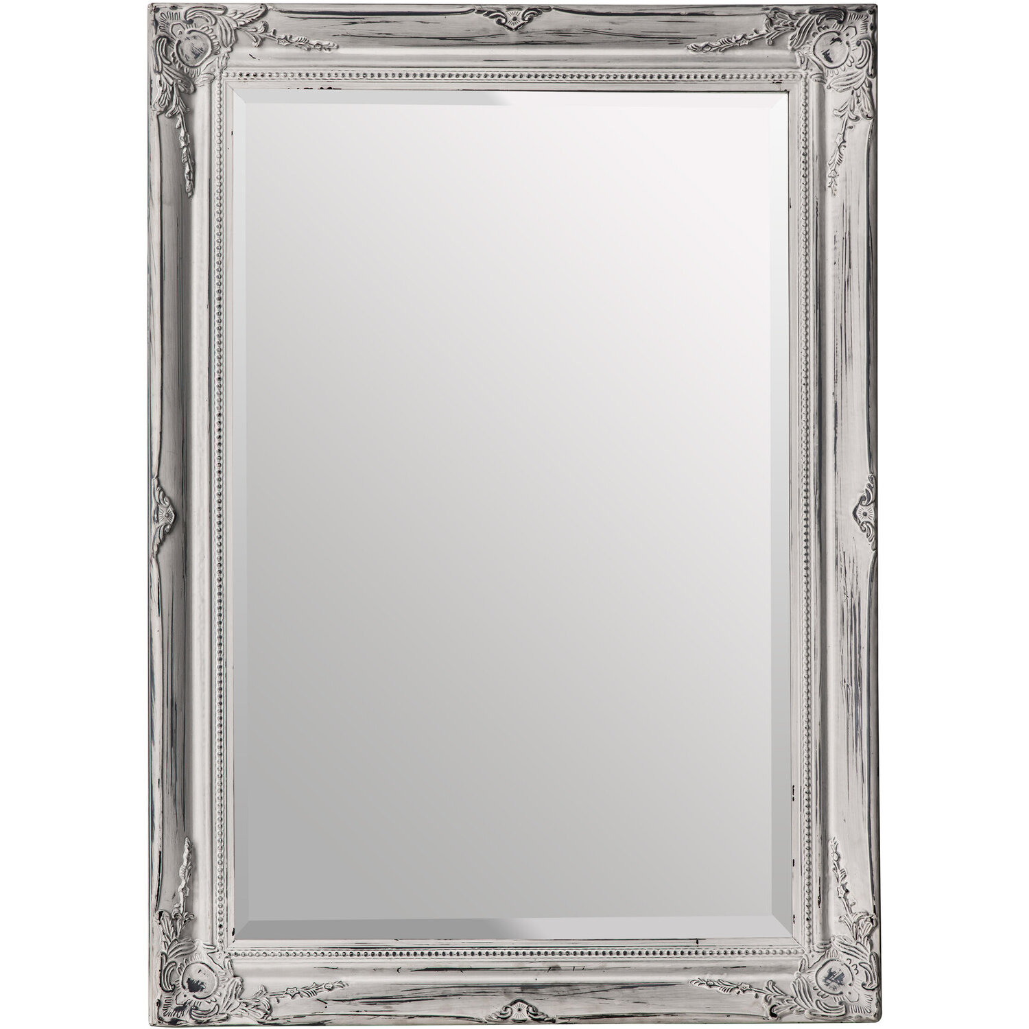 Brussels Distressed White Finish Wall Mirror - White