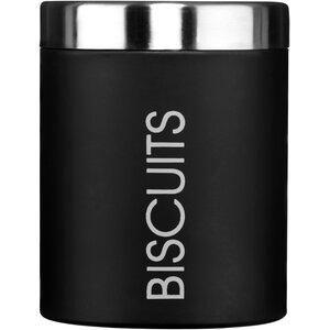 Liberty Black Enamel Biscuit Canister With Silver Lid