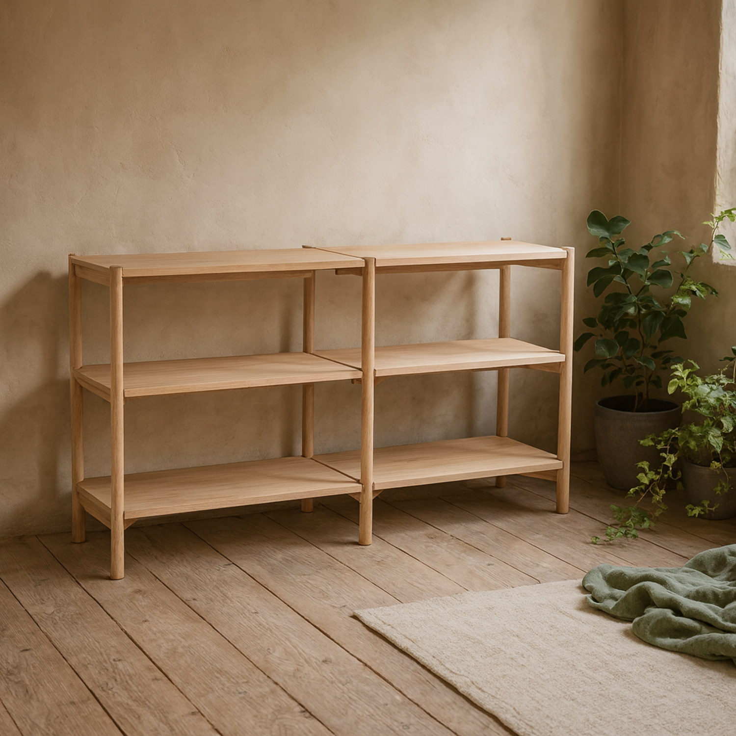 Berrytwist Scandi 4 Shelf Bookcase Natural Veneer with Oiled Look - Natural