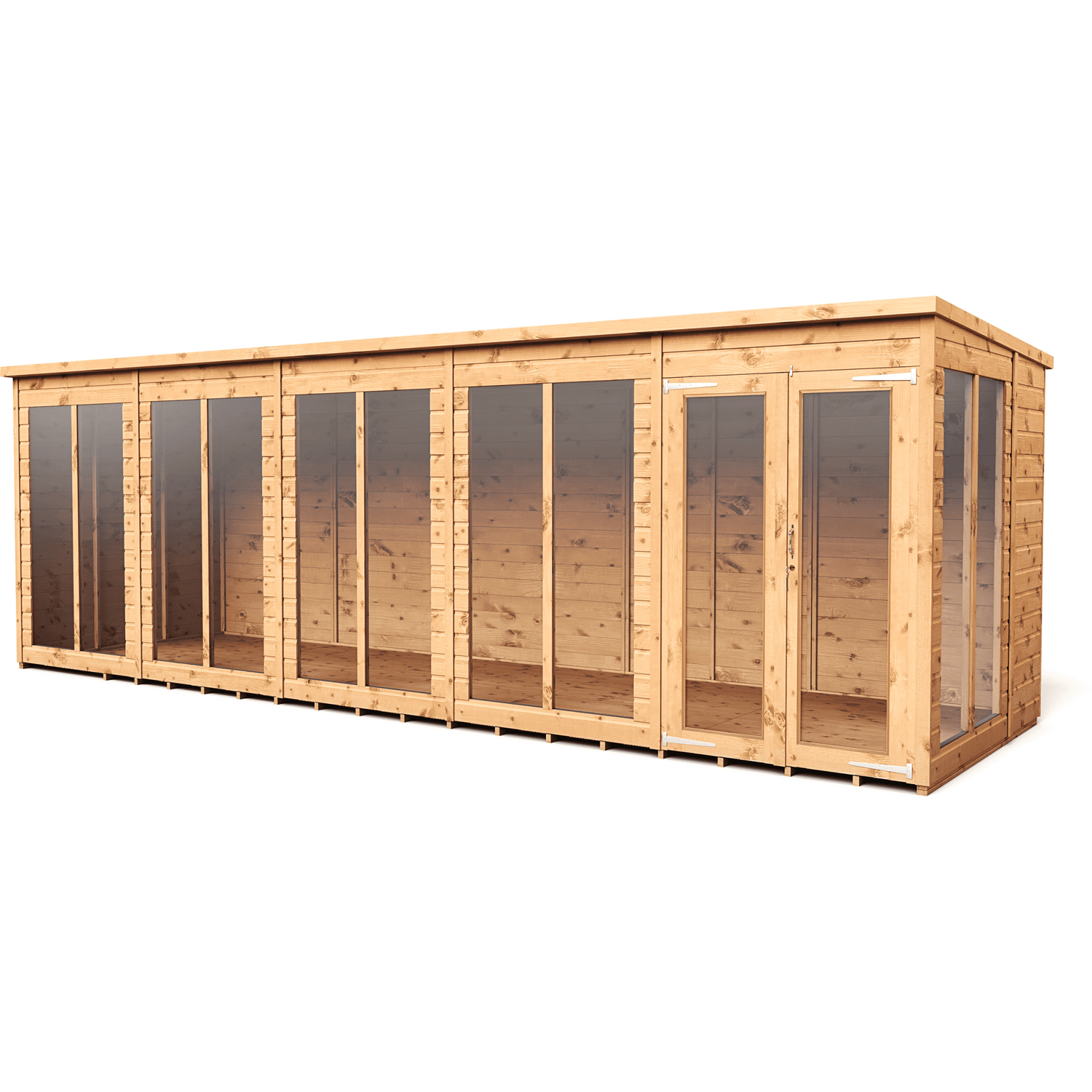 Empire 20x6 Pent Summerhouse with a Double Door - Brown