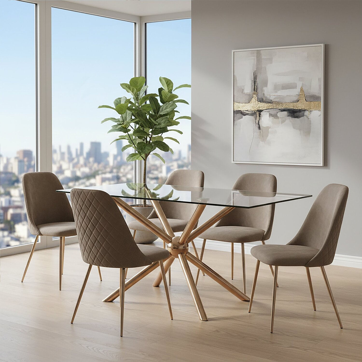 Interiors By Premier Novo Rectangular Rose Gold Dining Table - Gold